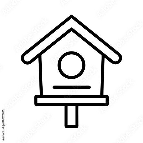 Birdhouse vector icon, simple bird house illustration, outline bird feeder graphic design element