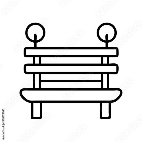 Outdoor park bench illustration vector design, garden seat furniture icon, public seating area design