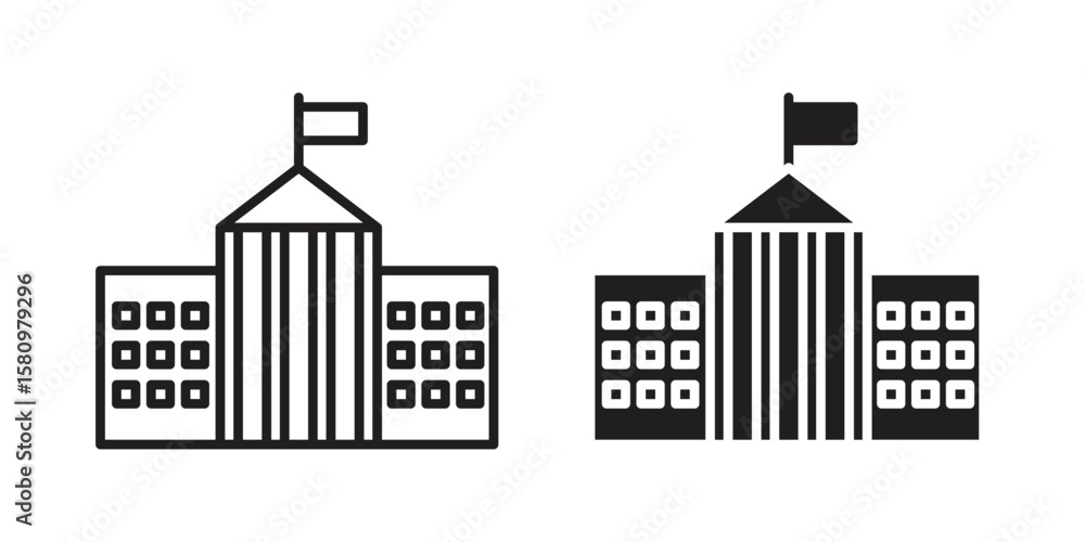City hall icon, outline vector sign, linear and solid style pictogram isolated on white. City hall icon, outline vector sign, linear and solid style pictogram isolated on white.