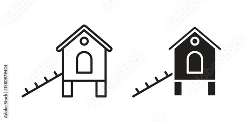 Chicken coop icon, outline vector sign, linear and solid style pictogram isolated on white.