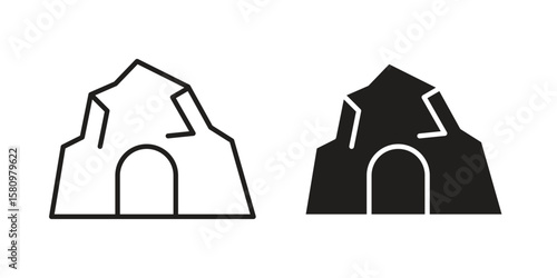 cave icon, outline vector sign, linear and solid style pictogram isolated on white.