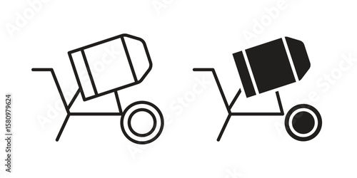 Cement mixer icon, outline vector sign, linear and solid style pictogram isolated on white.