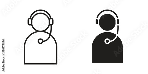 Callcenter icon, outline vector sign, linear and solid style pictogram isolated on white.