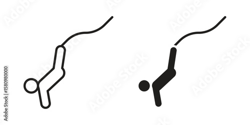 Bungee jumping icon, outline vector sign, linear and solid style pictogram isolated on white.