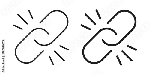 Broken link icon, outline vector sign, linear and solid style pictogram isolated on white.