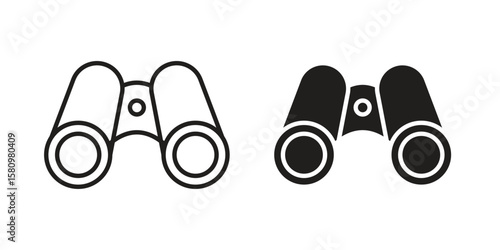 Binoculars icon, outline vector sign, linear and solid style pictogram isolated on white.