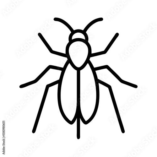 Vector outline drawing of a cockroach insect pest control extermination service icon illustration