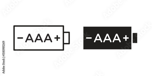 AAA battery icon, outline vector sign, linear and solid style pictogram isolated on white.