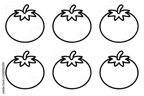 Minimalist Tomato Icon Set – 6 One-Line Vector Designs