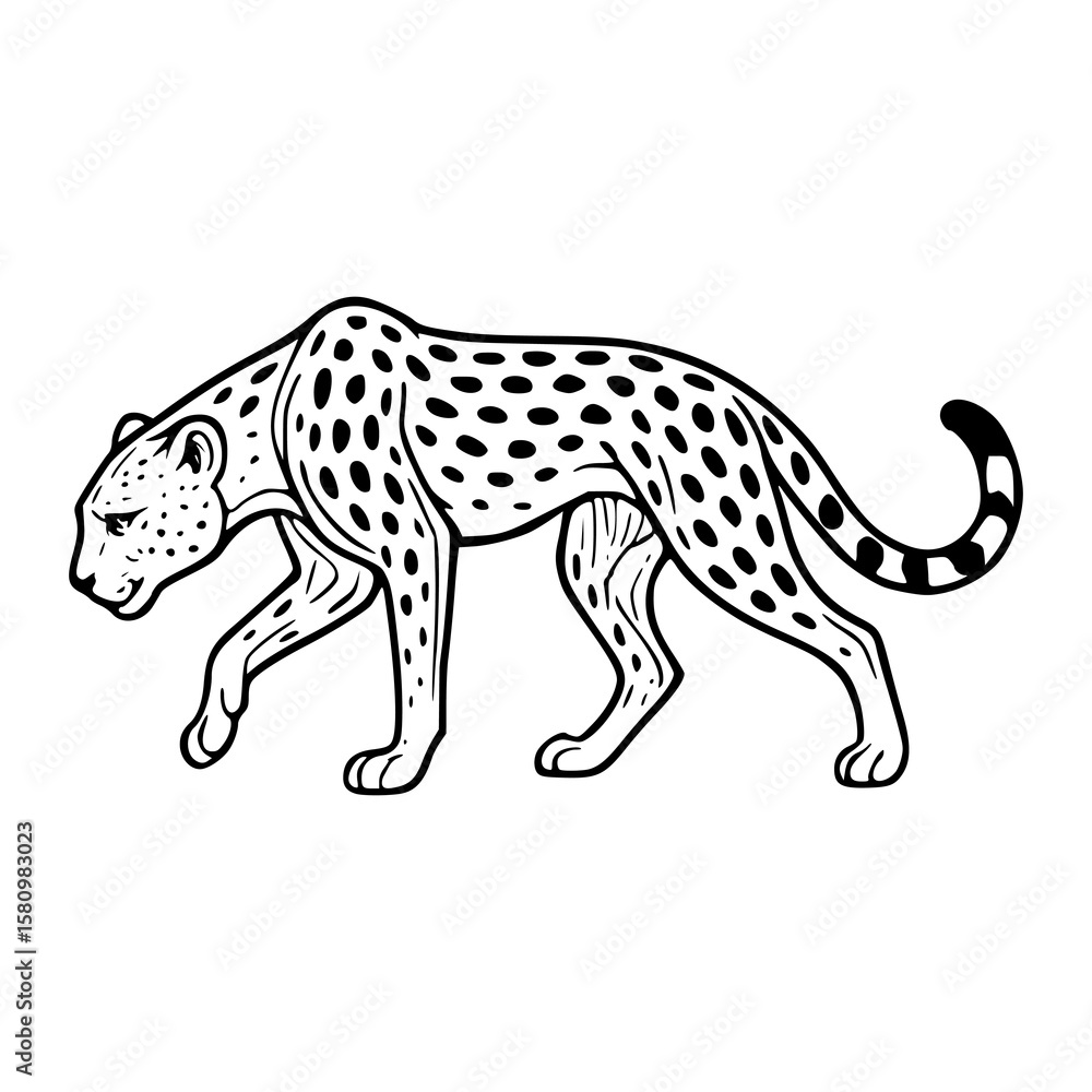 Fototapeta premium walking cheetah outline vector