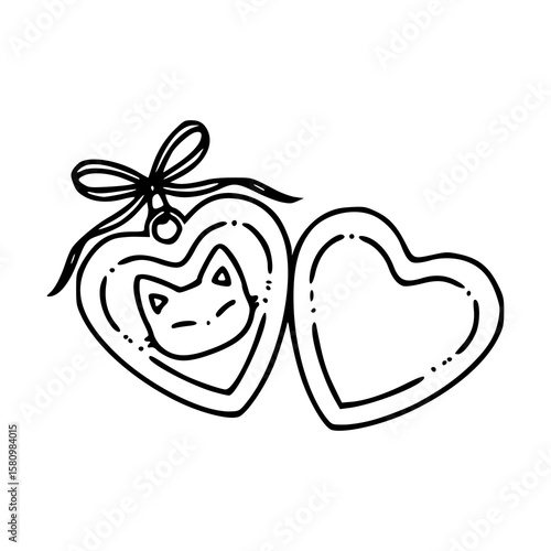 kitty lover's double heart pendant design