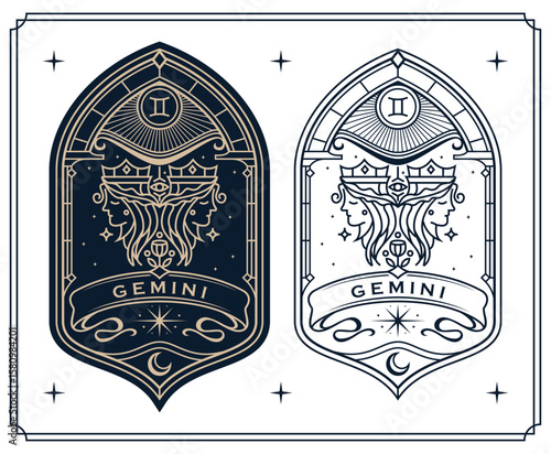 
gemini zodiac sign astrology cards set , horoscope, tarot, fortune teller. Vintage mystical illustration outline hand drawing, magical esoteric horoscope templates for wall print poster
