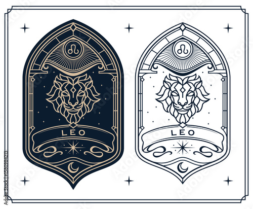 
leo zodiac sign astrology cards set , horoscope, tarot, fortune teller. Vintage mystical illustration outline hand drawing, magical esoteric horoscope templates for wall print poster
