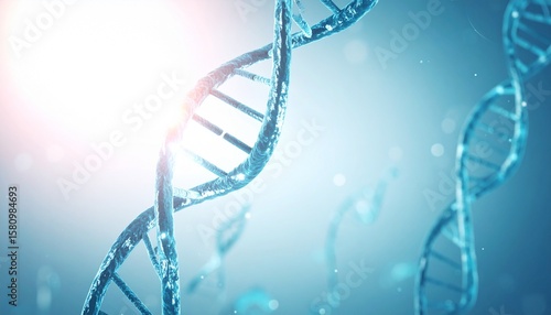 Wallpaper Mural Glowing translucent DNA strands spiral against a bright blue background. Torontodigital.ca