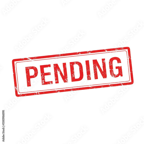 Red textured stamp with the word pending isolated on a transparent background