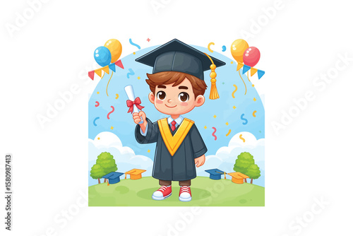 A Graduation boy Cartoon vector design, vector design, isolated on a white background