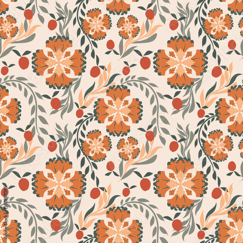 Floral brush graphic strokes seamless pattern background for fashion textiles, graphics, backgrounds and crafts