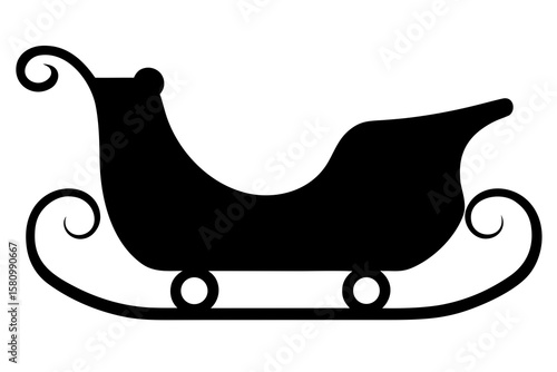 Tiny Papercraft Sled with Curled Front Rails – Side-View Silhouette Art