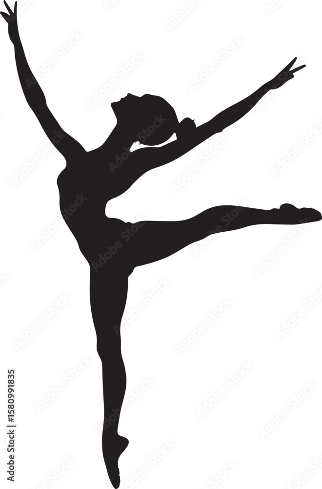 Fototapeta premium Graceful Lifting A full-length black vector of a ballet dancer performing