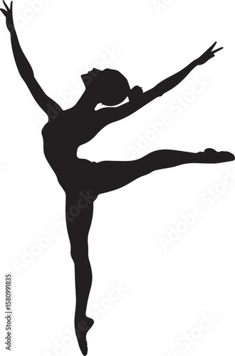 Graceful Lifting A full-length black vector of a ballet dancer performing