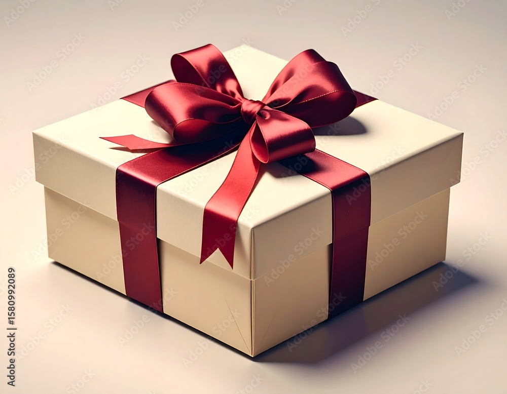 Fototapeta premium Elegant gift box with crimson ribbon