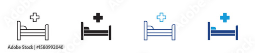 Set of Hospital bed icon with a medical cross symbol. vector illustration .