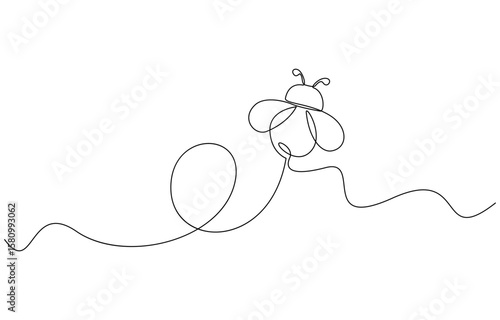 Bee one continuous line sketch. Hand drawn doodle illustration of insect, Honey bee continuous one line drawing. Honeybee insect single line art illustration. Editable vector.