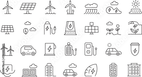 environmental conservation icon bundle silhouette line art design illustration premium quality