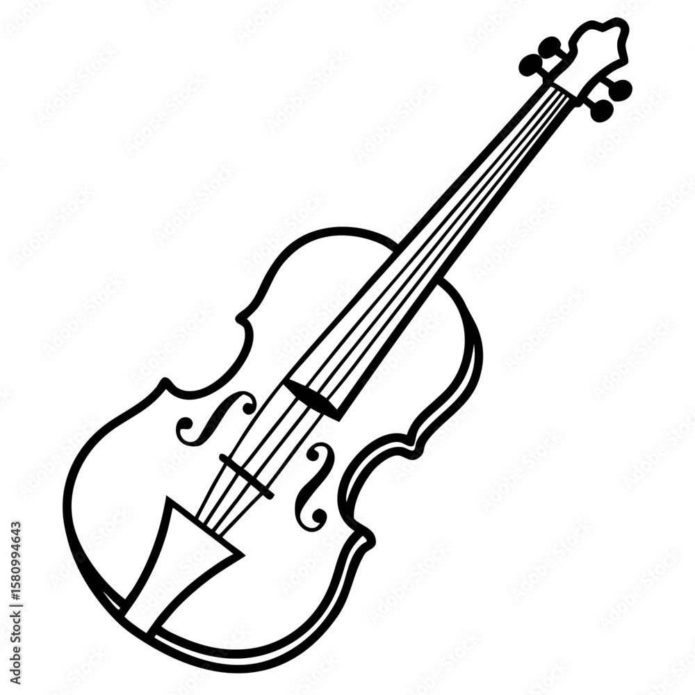 Fototapeta premium Violin Vector AI Line Art for Creative Heritage and Cultural Projects