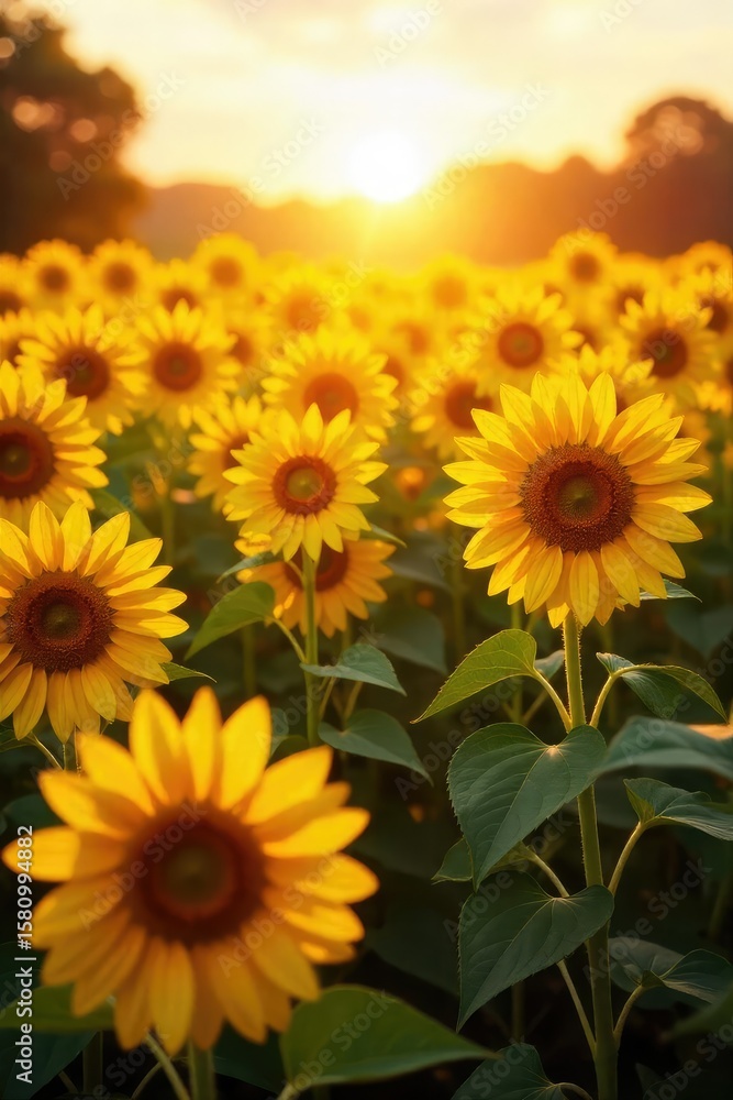 Obraz premium Sunflowers Basking in Golden Sunlight A Vibrant Summer Scene of Joy and Warmth