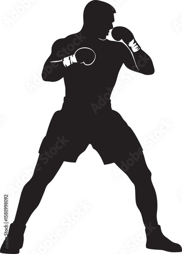 Lead Hand Hook Boxer executing a lead hook punch, full-body silhouette.