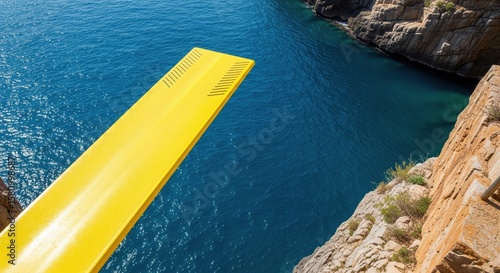 Cliff Diving Board Over Beautiful Ocean Waterscapes