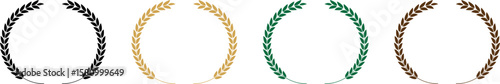Laurel Wreath Vector Set Black Gold Green Brown