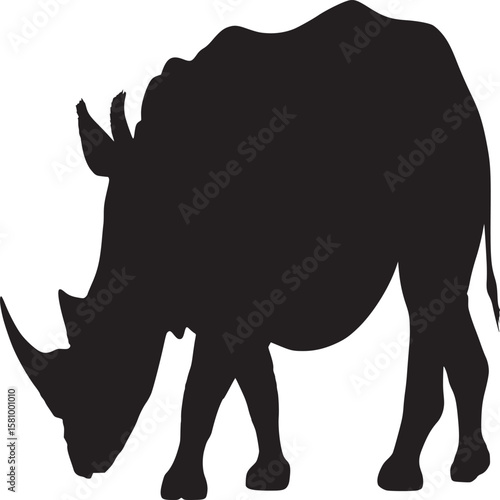Rhino silhouette vector graphic illustration of rhinoceros wildlife animal african safari zoo endangered species
