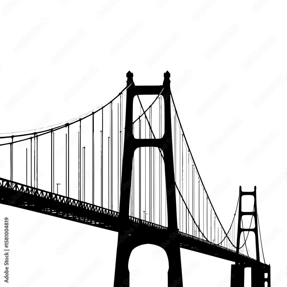 Obraz premium Golden Gate Bridge: an iconic red suspension landmark spanning the San Francisco Bay, captivating travelers with its majestic architecture against the ocean sky