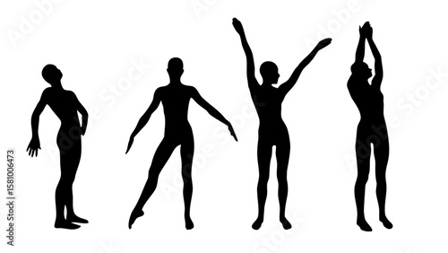 Swimming Poses Silhouette PNG Pack – Transparent Background Clipart