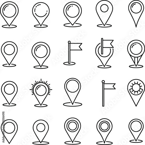 Location Pin & Map Pointer Icon Set - Navigation & GPS Symbols