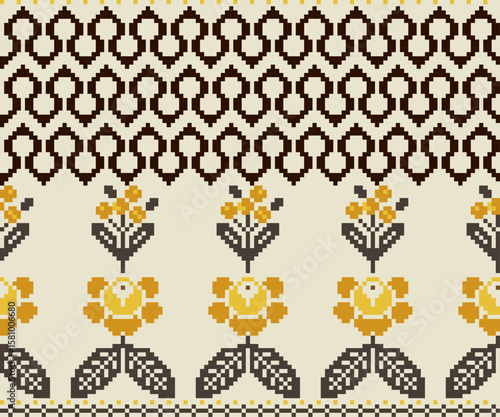 Ajrakh Pattern and block print Pattern, Hand drawn colourful geometric flowers, seamless patterns with floral for fabric, textiles, clothing, wrapping paper, backdrop, banner, illustration, abstract 