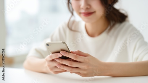 スマホを触る日本人女性