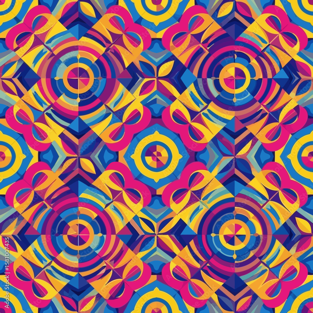 Fototapeta premium Abstract Vibrant Geometric Seamless Pattern Background