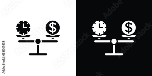 Time and money compare scale icon symbol. Simple, flat design for web and mobile app