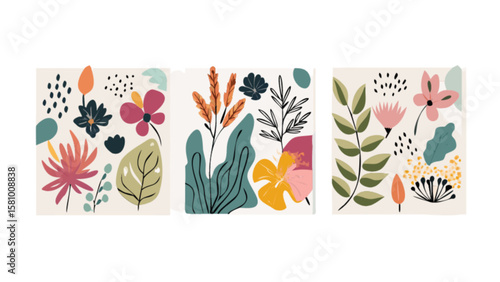 Botanical illustration art print set floral wall decor flower garden art prints modern plant art posters design
