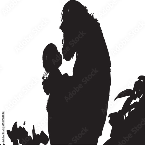 Chimpanzee mother and baby love affection care primate jungle wildlife animal conservation endangered species