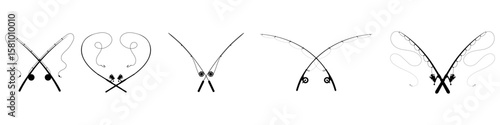 Fishing rod vector icon set. Spinning illustration sign collection. Fishing symbol or logo.