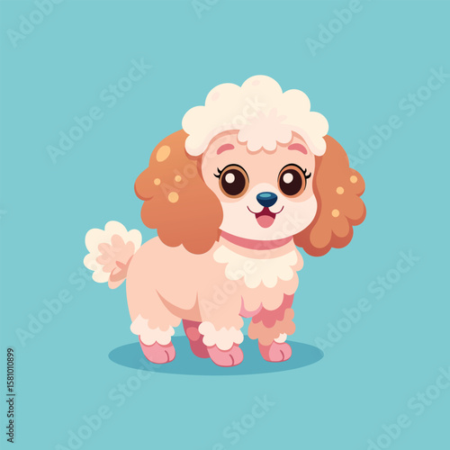 Adorable pink poodle with fluffy white accents puppy