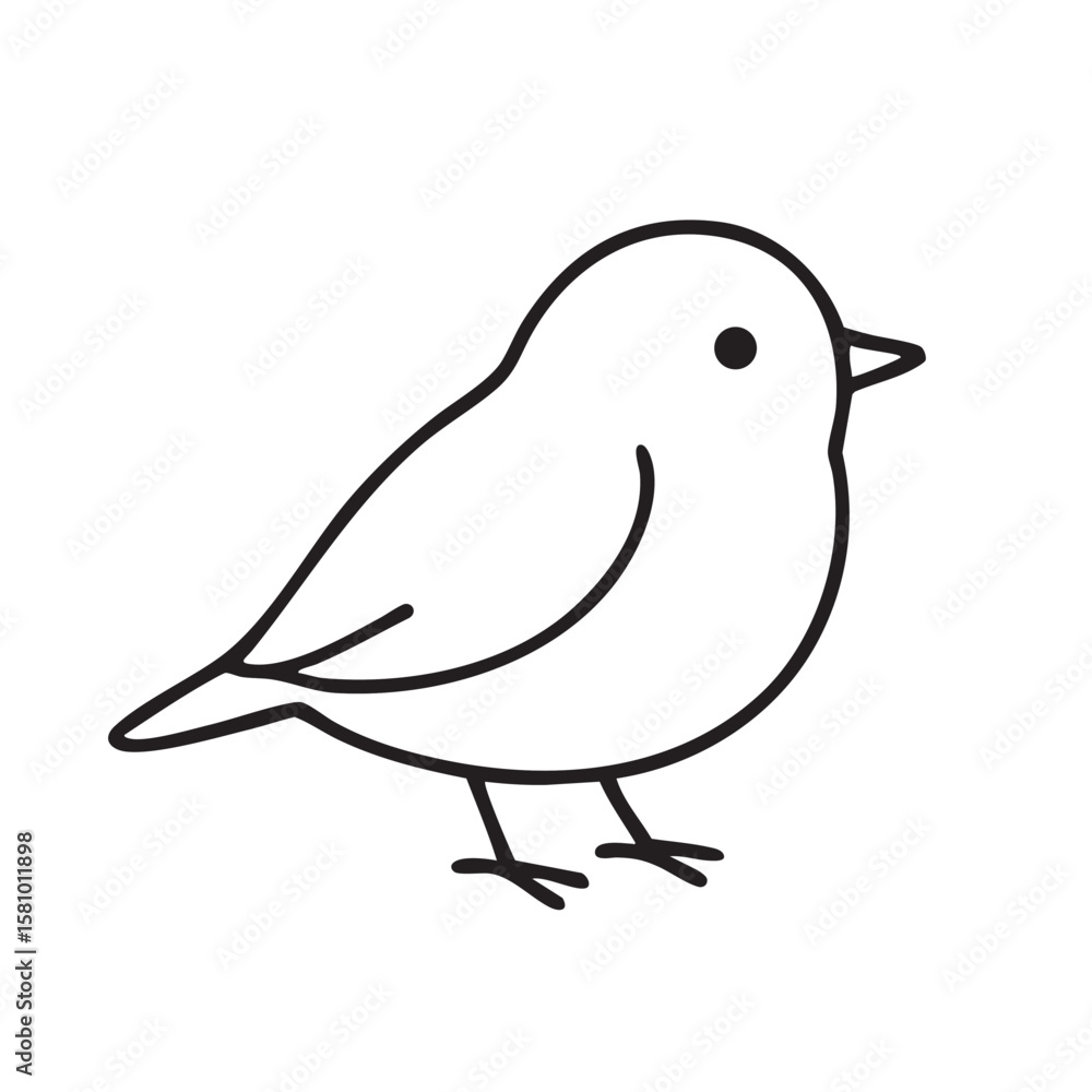 Obraz premium Simple Line Drawing of a Bird Minimalist Illustration for Children or Graphic Design Projects clean