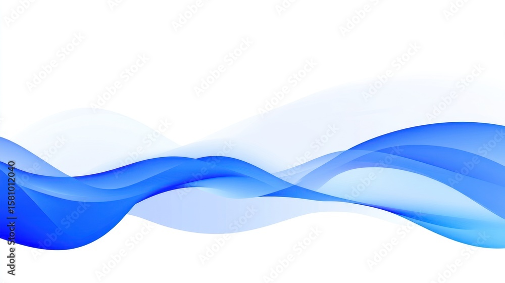 Fototapeta premium Abstract design with flowing blue waves on a white background.
