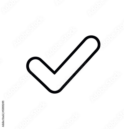 Simple Vector Checkmark Icon on White Background for Approval and Confirmation