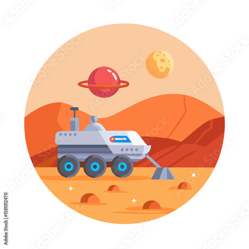 Mars Rover Exploring the Red Planet Illustration