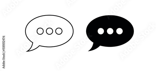 Comparison of Chat Bubbles: Outline and Solid Black Speech Symbols Side by Side
